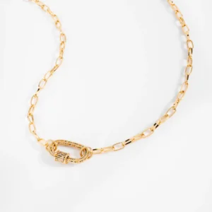 Collar de eslabones y broche piedras brillantes