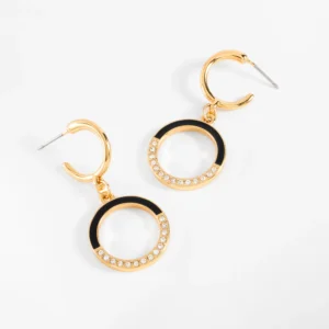 Aretes con esmalte negro y cristales