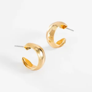 Aretes tipo arracada y diseño texturizado.