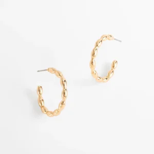 Aretes diseño argolla con eslabones ovalados
