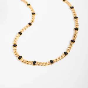 Collar de cadena con esmalte negro