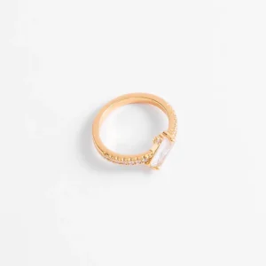 Anillo de medidas de mujer con baño de oro y Diamonice blanco