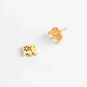 Aretes poste con diseño de elefante calado