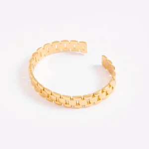 Pulsera rígida en baño de oro con eslabones pulidos