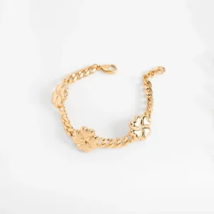 Pulsera con dijes de trébol cadena gruesa