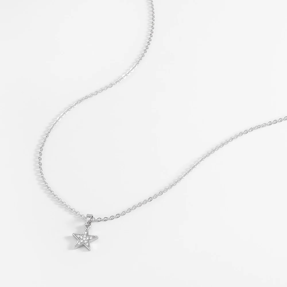 Collar en baño platino de estrella brillante