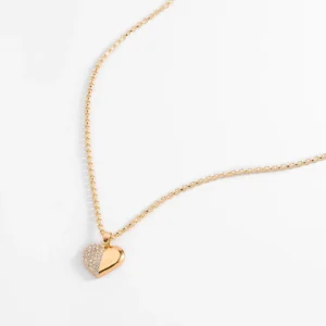 Collar con dije corazón asimétrico brillante