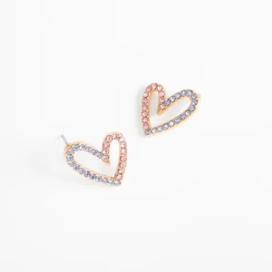 Aretes corazón abierto con piedras brillantes